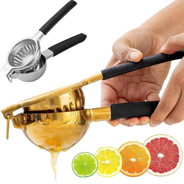 A Bar Above Heavy Duty Gold Hand Juicer For Lime, Lemon, Oranges, and Grapefruit - Premium Quality Hand Juicer for Cocktails - Ergonomic Citrus Juicer for Mixologists - Professional Lemon Press for Drinks - Fruit Juice Extractor for Bars (Gold (1 Pack))