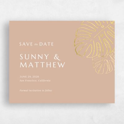 Creamy Beige Wedding Save the Date - Morelos Landscape Foil