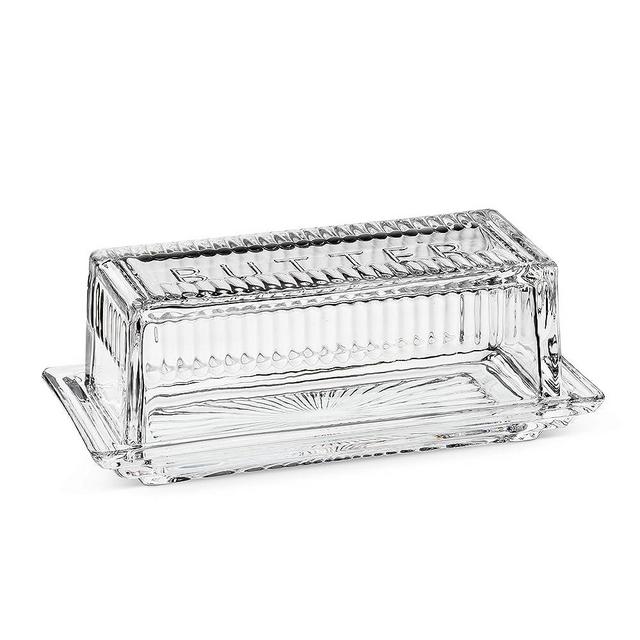 Abbott Collection Quarter Lb Glass Butter Dish with Cover, 7 inches Long, Clear