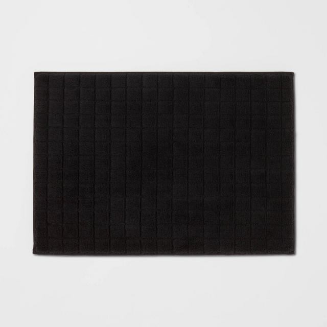 17"x24" Velveteen Grid Memory Foam Bath Rug Black - Room Essentials™