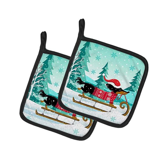 Caroline's Treasures VHA3030PTHD Merry Christmas Dachshund Pair of Pot Holders, 7.5HX7.5W, Multicolor