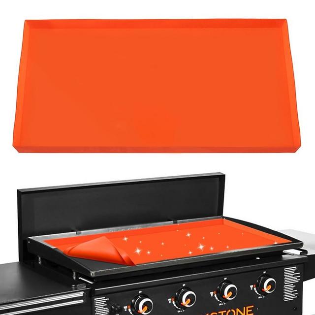 36'' Silicone Griddle Mat for Blackstone, Grade Griddle Cover for Heavy Duty Food, Full Protection from Dirt, Rust, Insects, and Leaves - All Season Use (Orange, 36 inch)