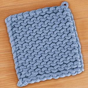 Knit Potholder/Trivet - Blue