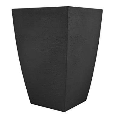 Tusco Products MSQT19BK Modern Square Garden Planter, 19-Inches Tall, Black
