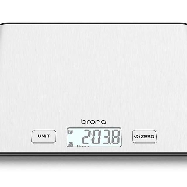 BRONA Digital Kitchen Food Scale 5KG / 11lb Multifunction for Cooking, Baking, Meal Prep, Keto Diet Weight Loss, 0.1oz / 1g Accuracy, Stainless Steel