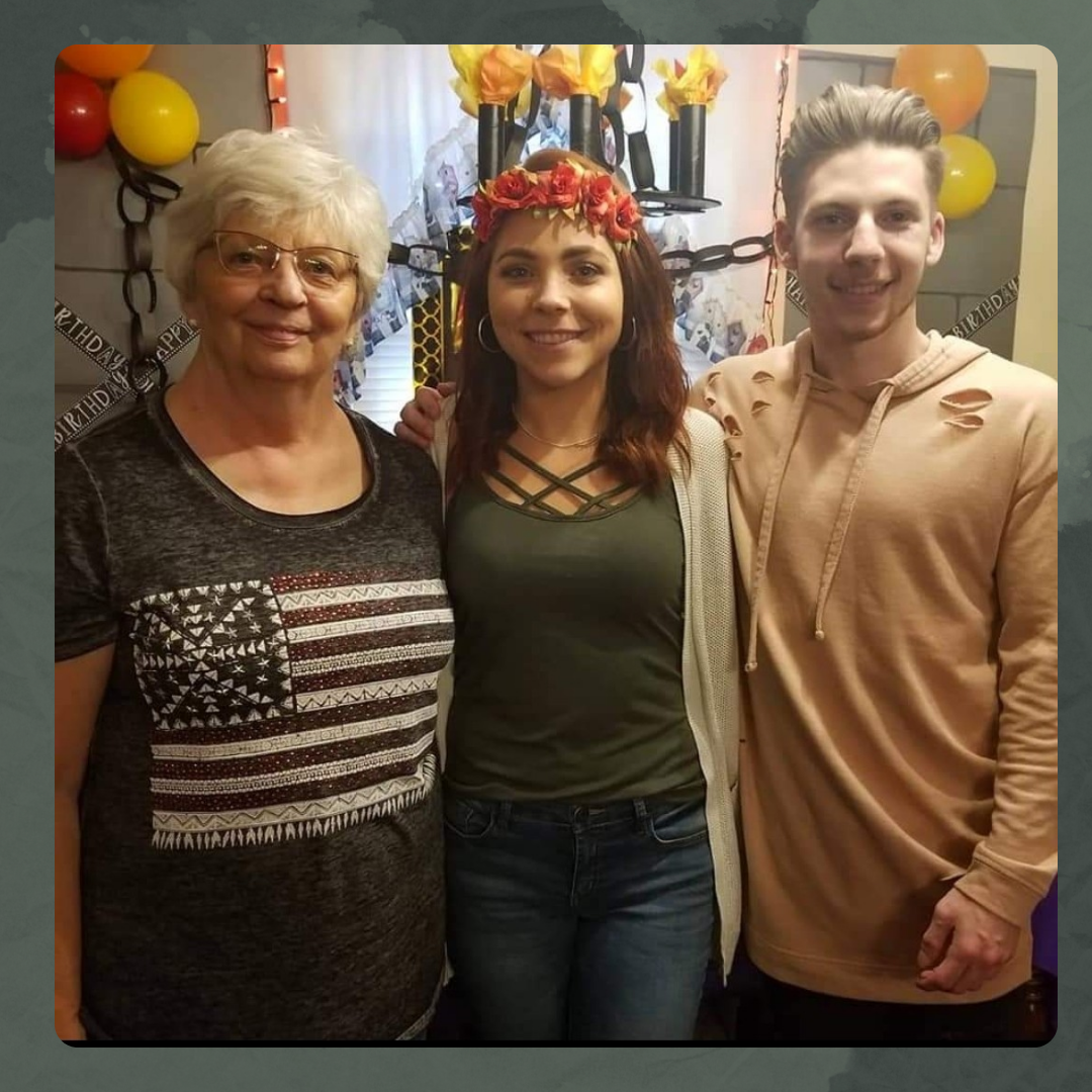 Malloy with Toni ("Grandma") and Lance (brother)