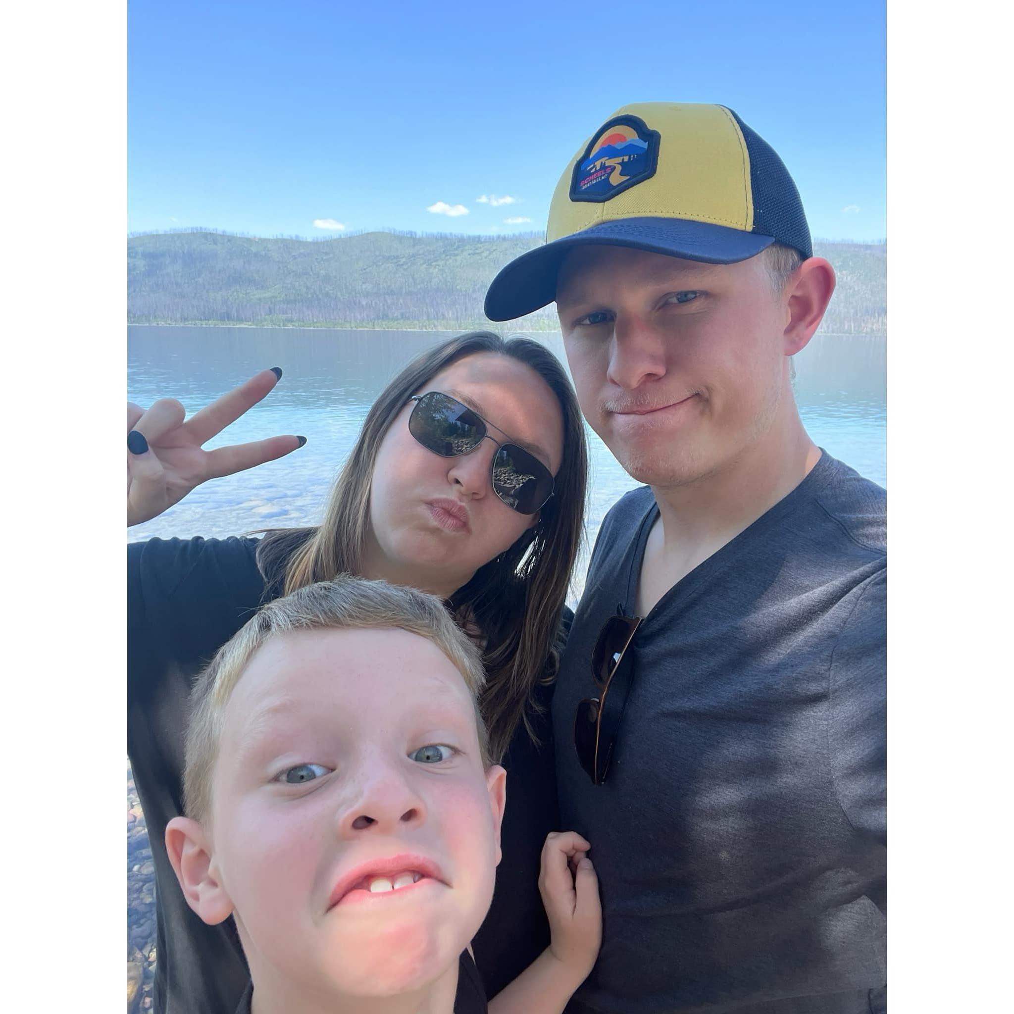 Making goofy faces at Glacier National Park—Jonah always keeps us smiling.