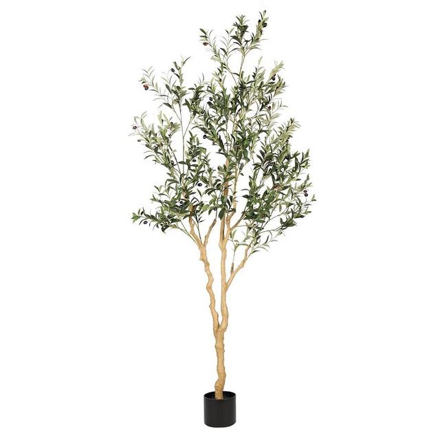 Realead Faux Olive Tree 7ft - Realistic Tall Silk Olive Trees Artificial Indoor Decor - Large Potted Fake Olive Tree with Branches and Fruits - Artificial Olive Trees for Home Office Decor Indoor