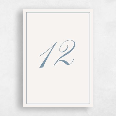 Storm Blue Wedding Table Number - Mabel