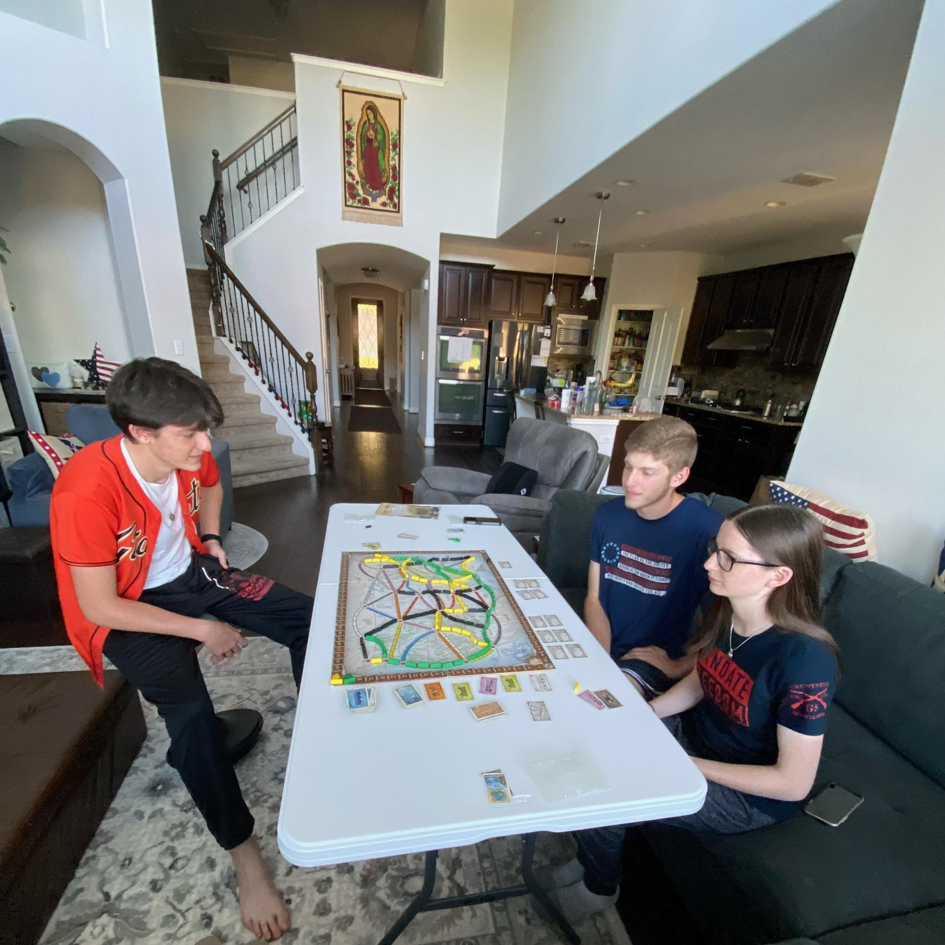 August 2023 - Playing Ticket to Ride with Owen!