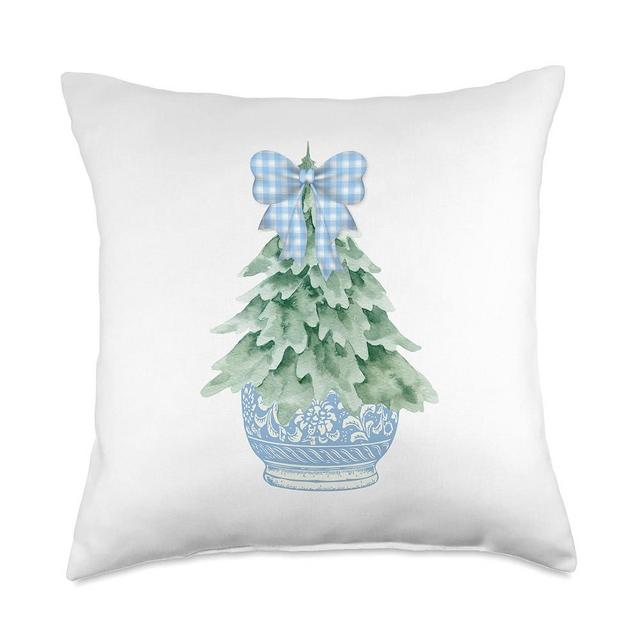 Chinoiserie Gifts by Southerngal Chinoiserie Christmas Winter Blue Willow Home Decor Hanukkah Throw Pillow, 18x18, Multicolor