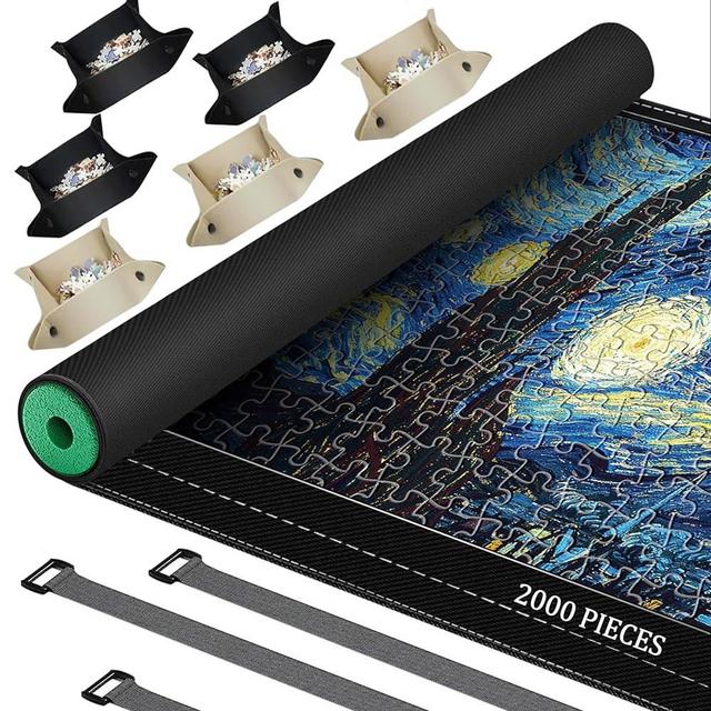 Rubber Jigsaw Puzzle Mat Roll Up,2000 1500 1000 Pieces Puzzel Mats，Roll-Up Save Pad Trays for Sorting Table Board Glue Sheets and Frame Keeper Storage Accessories for Adults Gifts