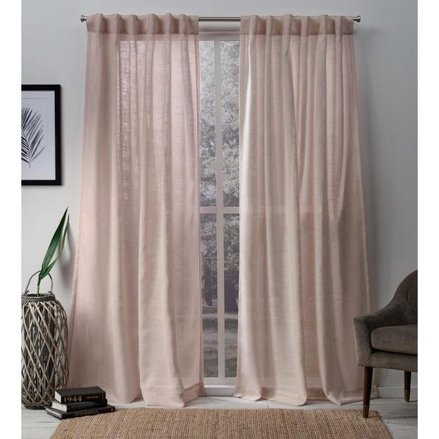 Set of 2 (84"x54") Bella Sheer Window Curtain Panels Rose - Exclusive Home