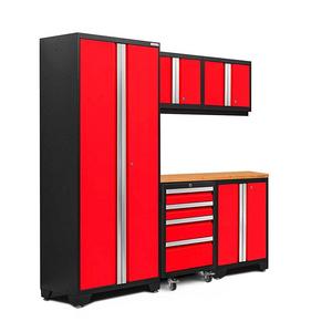 NewAge Products 50601 Bold 3.0 Garage Storage Cabinet Set with  Worktop (6-Piece), Red