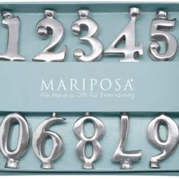Mariposa Candle Number Holder Set, 10 Silver