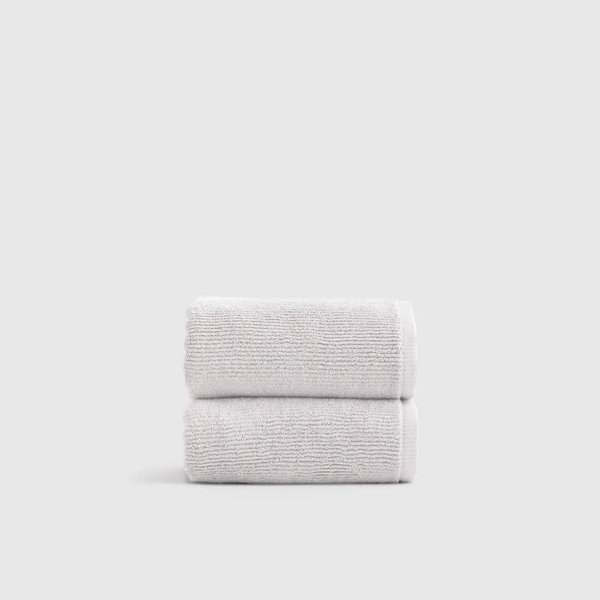 Turkish Ribbed Quick Dry Hand Towel (Set of 2) - Silver