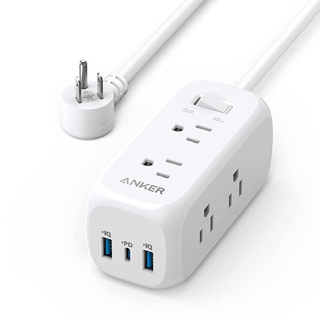 Anker 332 USB C Power Strip Surge Protector(300J),6 Outlets and 20W Power Delivery for iPhone 14/13, 3-Side Outlet Extender, 5ft Extension Cord, for Travel,School,Home,Desk,Dorm,Office,TUV Listed