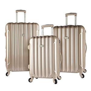 kensie 3 Piece Light Metallic Design 4-Wheel Luggage Set, Pale Gold Color Option