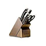 Wusthof Classic Ikon 7-Piece Walnut Block Knife Set, Black