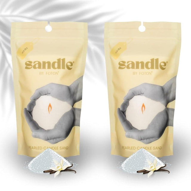 Sandle by Foton Pearled Candle – Multi-Pack (2 x 10oz) – Vanilla Scent, Non-Toxic, Luxury & Long-Lasting Candle Sand Wax up to 120 Hours – with 15 Wicks Each Pack