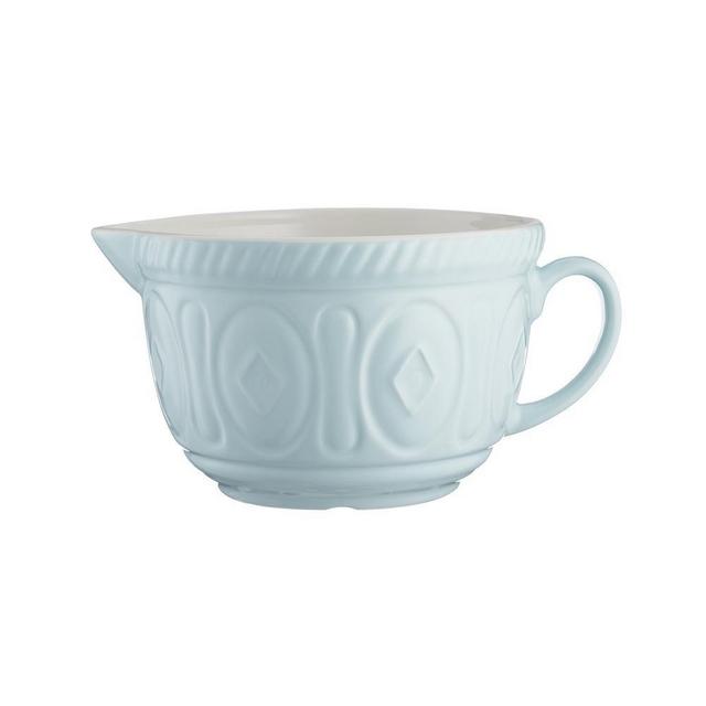 Mason Cash Color Mix Ceramic Batter Bowl; Large Enough to Whisk and Mix Ingredients; Pouring Lip and Handle; 8-Cups/Half Gallon; 10-1/4-Inches by 7-3/4-Inches by 5-Inches; Powder Blue