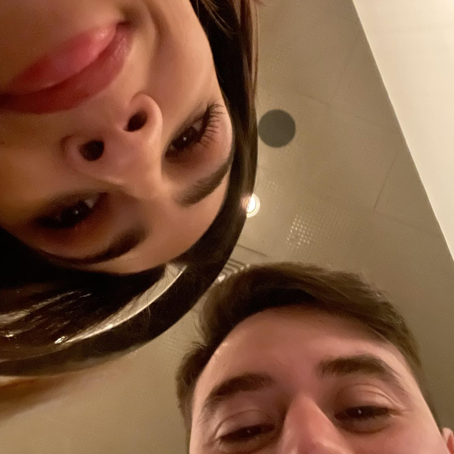 Celebrating our second Valentine's Day at a fancy restaurant, but of course we still had to take a silly pic