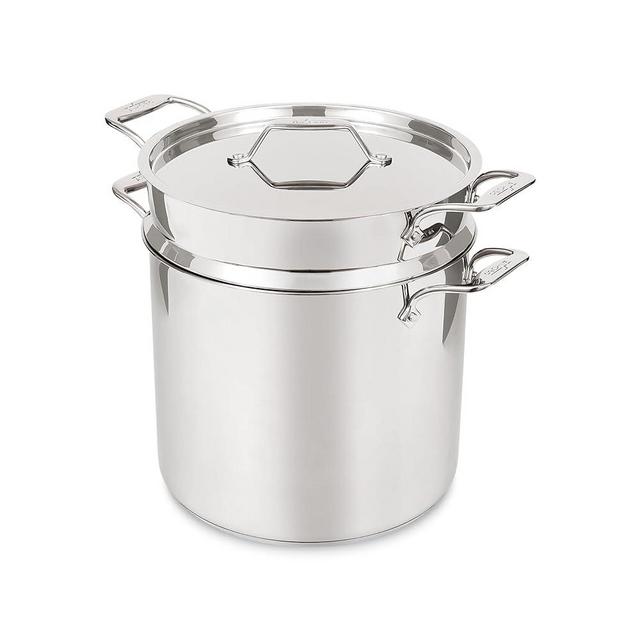All-Clad Simply Strain Stainless Steel Stockpot, Multipot With Insert & Lid, 16 Quart Induction Oven Broiler Safe 600F, Strainer, Pasta Strainer with Handle, Steamer Pot, Pots and Pans, Silver