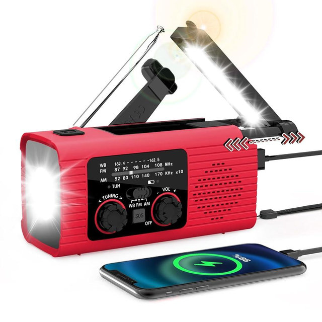 NITIGO Emergency Weather Radio, 4000mAh NOAA Weather Alert Radio Solar Charging, Hand Crank & USB Charged, AM/FM with LED Flashlight, Reading Lamp, SOS Alarm, Headphone Jack for Outdoor Indoor