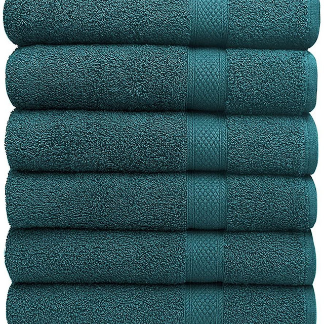 Pleasant Home Towels Set for Gym, Pool & Spa - 6 Pack – 24” x 50” - 100% Cotton - 500 GSM – Lightweight, Soft & Absorbent (Teal)