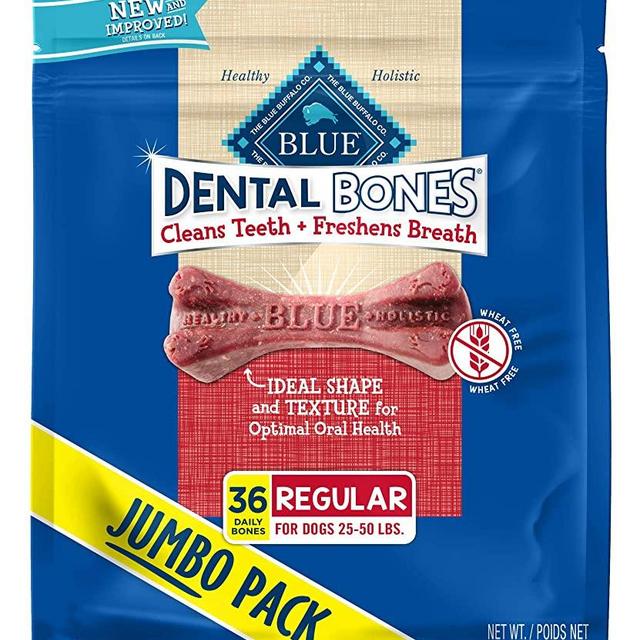 Blue Buffalo Dental Bones Natural Adult Dental Chew Dog Treats Regular 36oz bag Super Value Pack