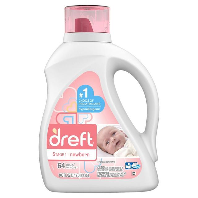 Dreft Stage 1: Newborn Baby Liquid Laundry Detergent - 64 Loads - 100 fl oz