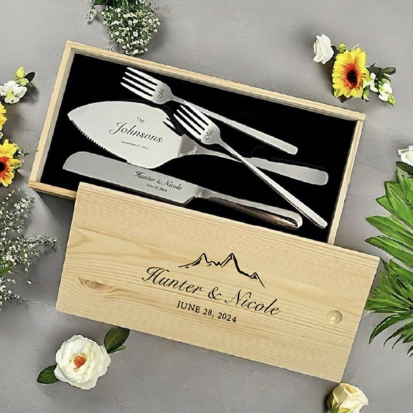 Personalized Wedding Cake Cutting Set. Engraved Cake Cutter Serving Set.Cake Server Knife Set.Cake Decorations.Wedding Gift For Couples