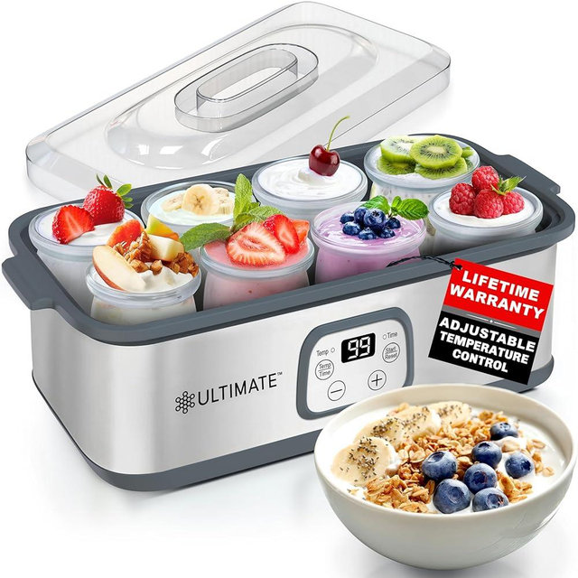 Ultimate Probiotic Yogurt Maker with Adjustable Temperature & Time Control - Make Trillions of Live Probiotics & Get Better Gut Health - LIFETIME WARRANTY - Perfect Wellness Gifts for Men & Women