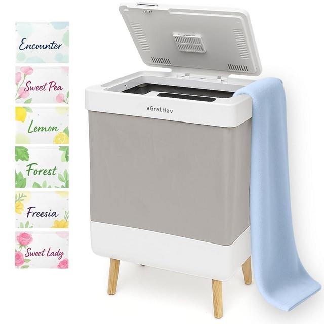 aGratHav Towel Warmer for Bathroom, Foldable Towel Warmer Bucket, Blanket Warmer, Extra-Large 35L Fast Heating, Heating & Drying Modes & Timer, ETL Certification, 6 Free Fragrance Discs, White