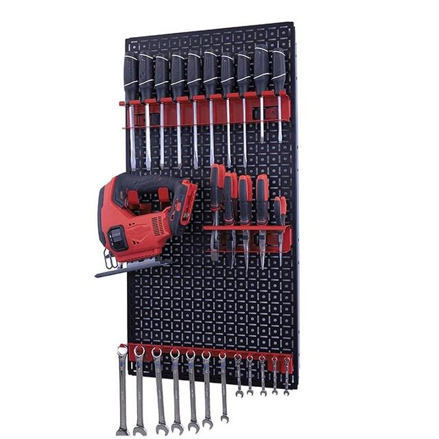 OmniWall 1 Panel OmniWall Kit- OmniWall 16" x 32" Metal Pegboard System For Tool Organization Black/Red
