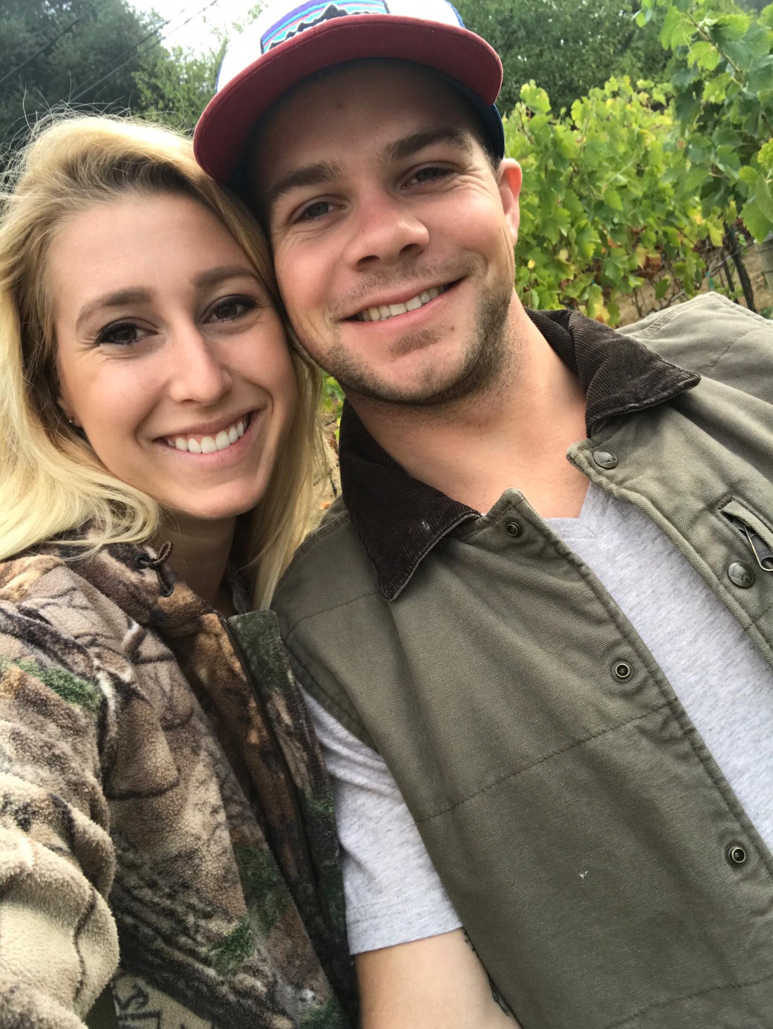 A quick picture we snapped after the first harvest at Daren and Karen's house after we harvested the vineyard Ryan helped build.