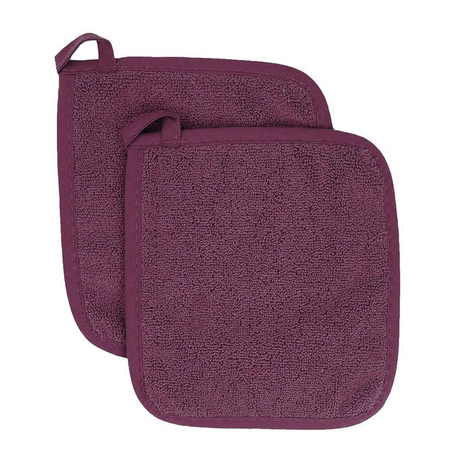 Ritz Terry Potholder & Hot Pad: Unparalleled Heat Resistant, Durable 100% Cotton – Ergonomically Designed for Optimal Grip – Easy-Care Machine Washable, Perfect for Your Kitchen – Beet, 2-Pk