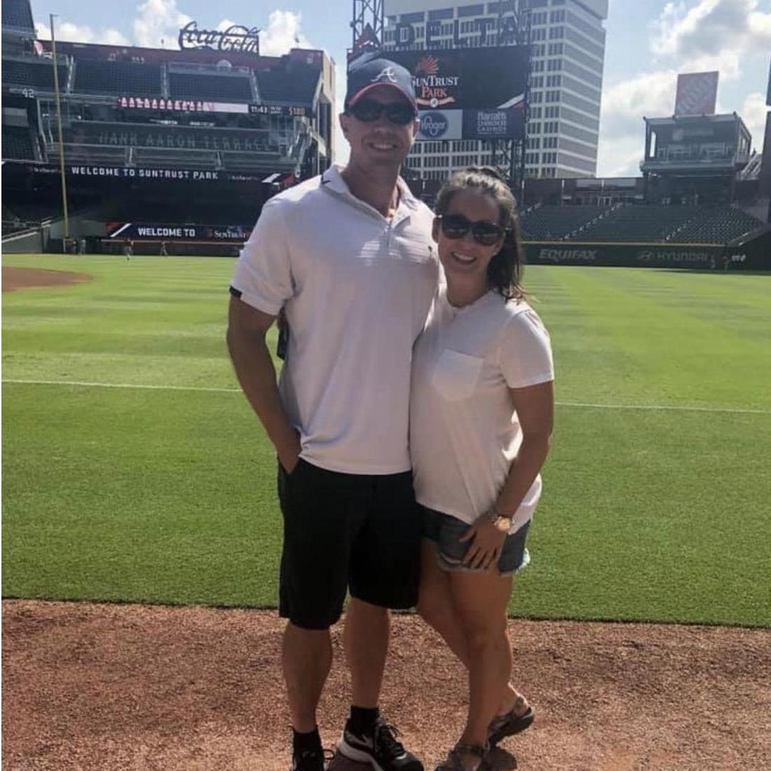 Getting to go onto the field at the Braves game with my favorite baseball player!