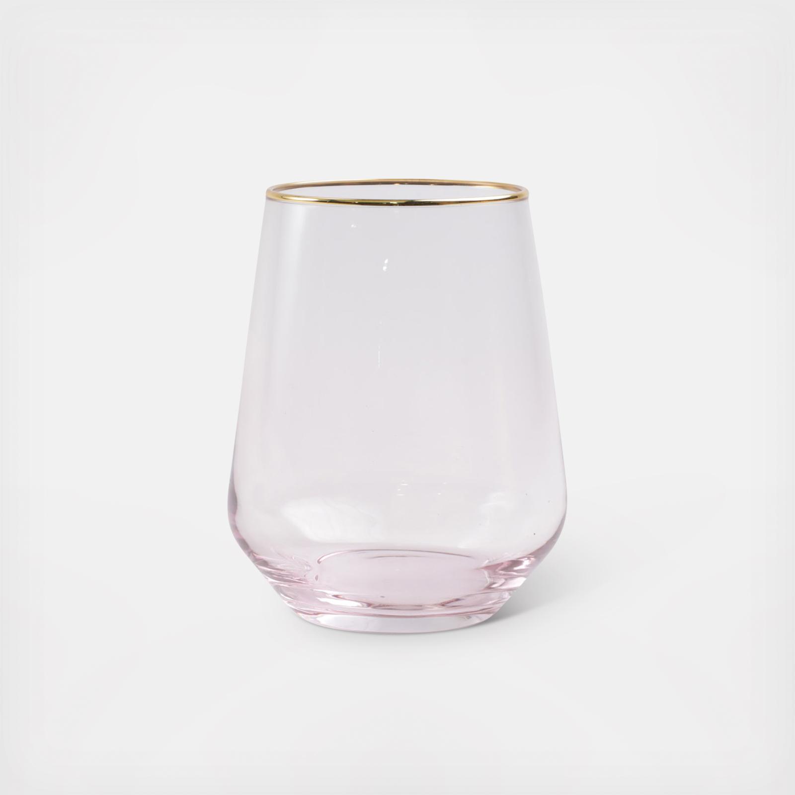 Vietri Viva Rainbow Assorted Stemless Wine Glass Set/4