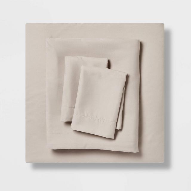 Queen Garment Washed Microfiber Solid Sheet Set True White - Room Essentials™