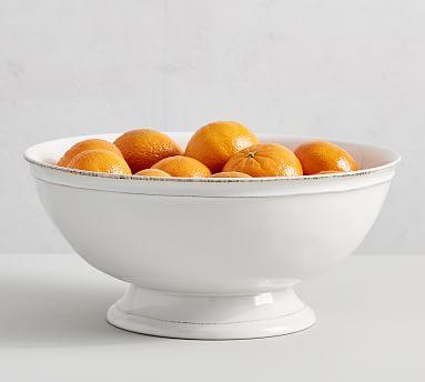 Cambria Handcrafted Stoneware Large Footed Serving Bowl - stone