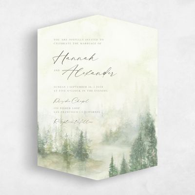 Green Diamond Wedding Invitation - Forest Portrait
