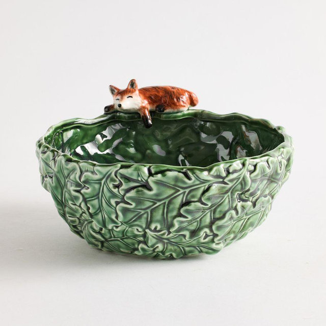Fantastical Forest Woodland Stoneware Serving Bowl - Green