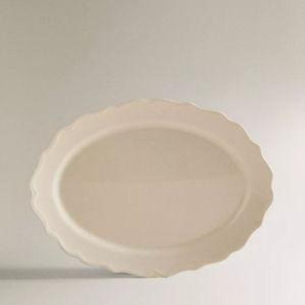 EARTHENWARE SERVING DISH WITH RAISED-DESIGN EDGE