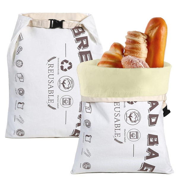 FHDLUIAN 2 Pack Beeswax Bread Bags for Sourdough,Reusable Bread Bag for Homemade Sourdough,Food Grade Cotton Beeswax Bags,Large Capacity and Portable,Washable,Refrigerable,Gifts for Bakers and Picnic