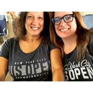 Showing off new US Open shirts