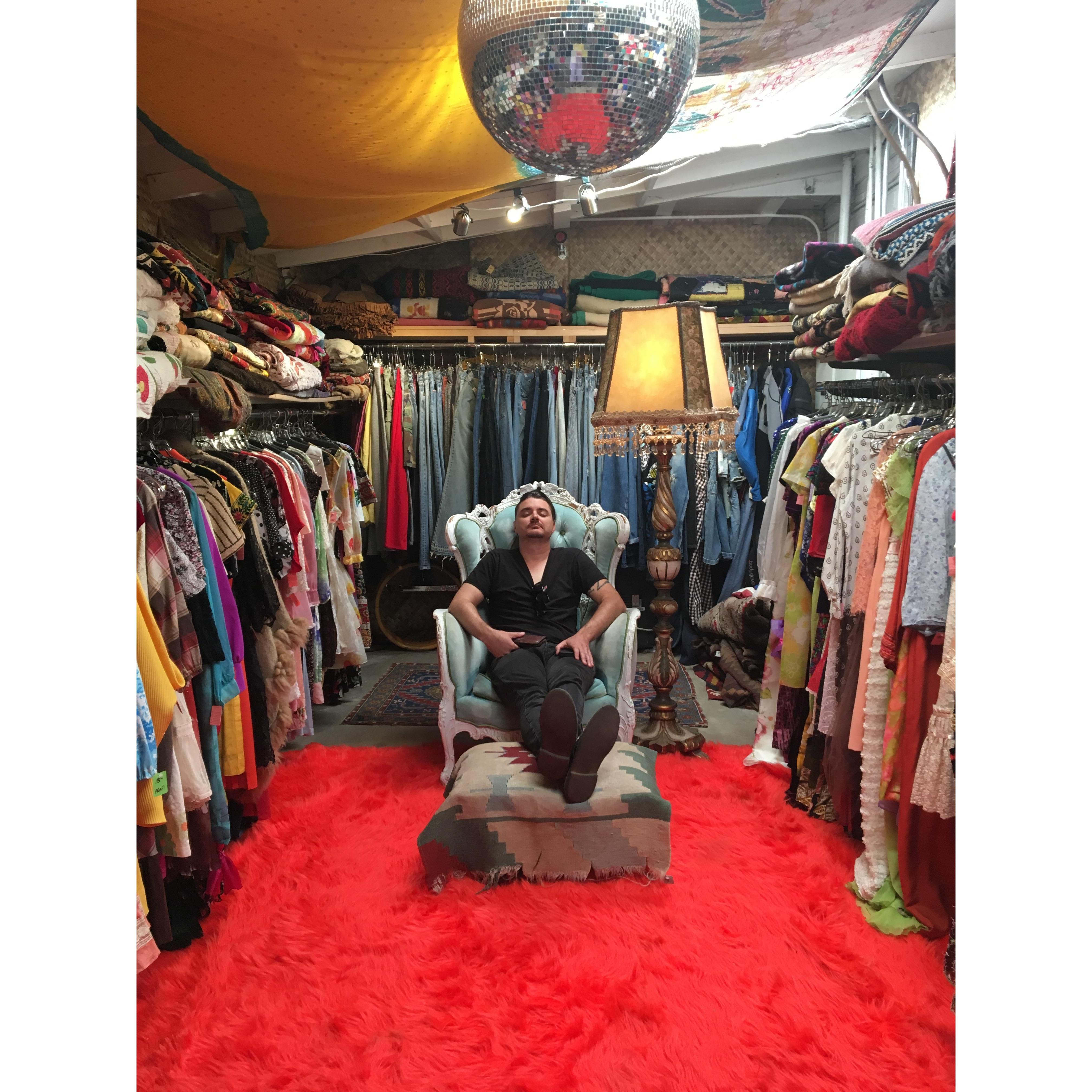Justin "being supportive" at a vintage shop post proposal.