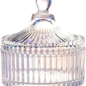 Crystal Candy Jar with Lid, Clear Glass Apothecary Jar - Sparkling L