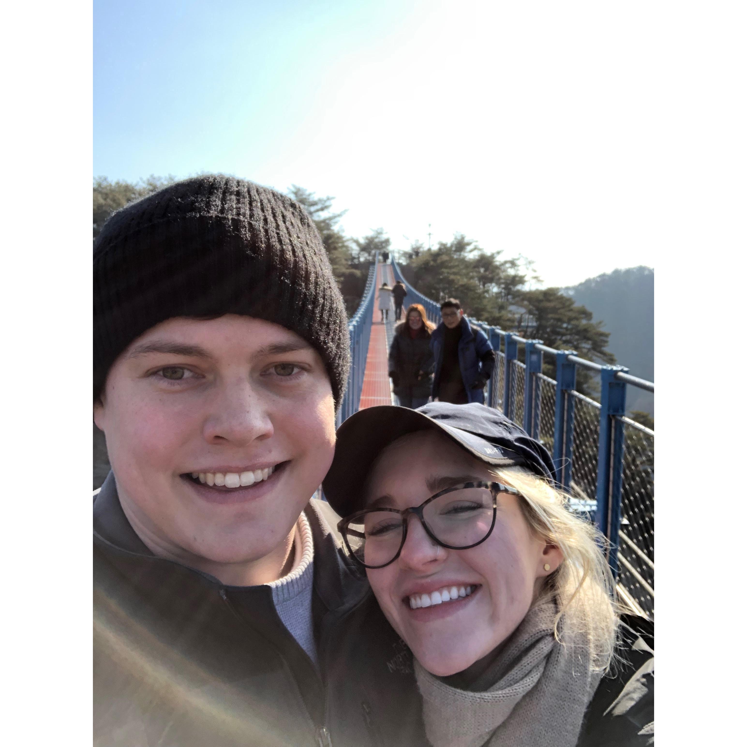 This was right after we crossed a bridge as high as the Statue of Liberty in South Korea!