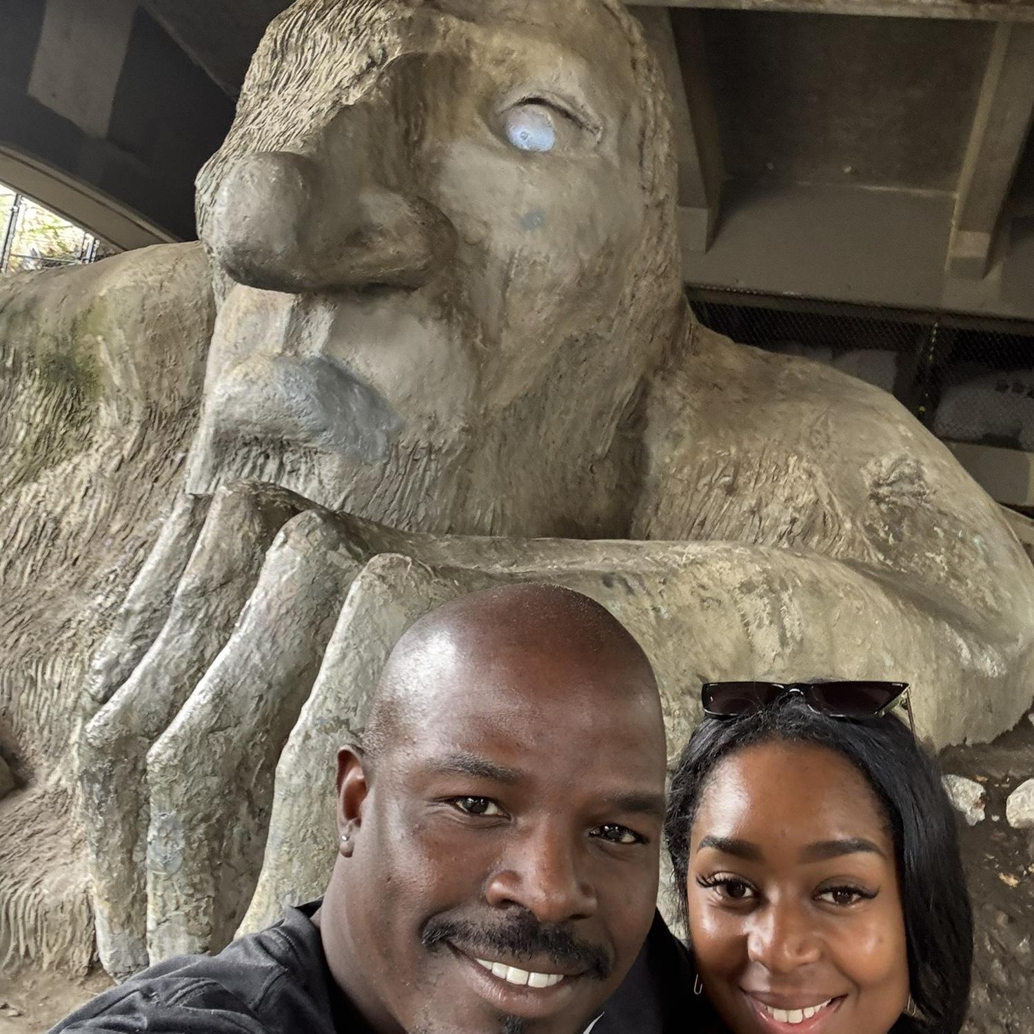 In Seattle visiting the Fremont Troll that hides under a bridge!